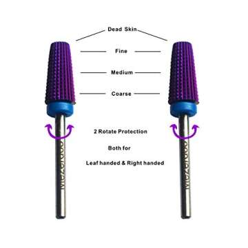 5 in 1 Tapered Carbide Nail Drill Bits With Cut 3/32" Two-Way Purple Tungsten Carbide Bit Drill Both...