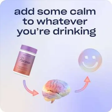 Recess Mood Powder, Calming Magnesium L-Threonate Blend with Passion Flower, L-Theanine, Electrolytes, Magnesium Calm Support Powder Supplement - Gradient Berry 28 Serving Tub