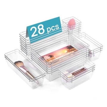 Vtopmart 28 PCS Clear Plastic Drawer Organizers - Versatile Storage Solutions