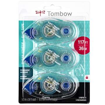 Tombow 62207 MONO Permanent Adhesive Refills, 3-Pack. Easy to Use Refills for a Strong, Instant Bond