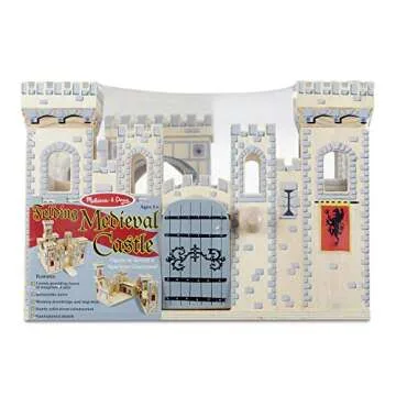 Melissa & Doug Deluxe Folding Medieval Wooden Castle - Hinged for Compact Storage H: 19.7 x W: 18.5 x D: 14.2