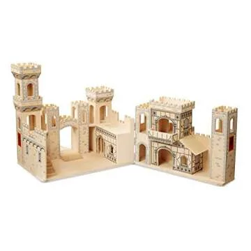 Melissa & Doug Deluxe Folding Medieval Wooden Castle - Hinged for Compact Storage H: 19.7 x W: 18.5 x D: 14.2