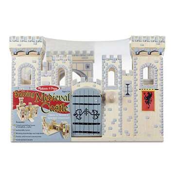 Melissa & Doug Deluxe Folding Medieval Wooden Castle - Hinged for Compact Storage H: 19.7 x W: 18.5 x D: 14.2