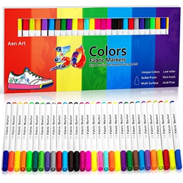 Exceptional Fabric Markers for Arts and Crafts - 30 Colors, No Bleed, Non-Toxic