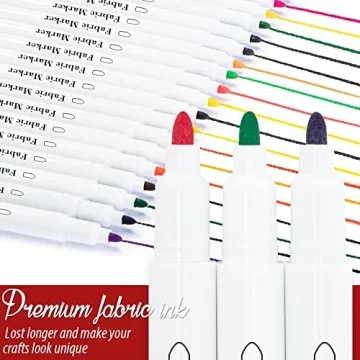Vibrant Fabric Markers Set of 30 - No Bleed, Fine Tip Art Pens