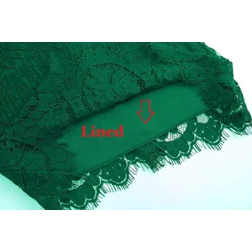 MSLG Wedding Geust Dress for Women Evening with Sleeve Summer Elegant V-Back Floral Lace Cocktail Party Dresses 910 (Green, L)