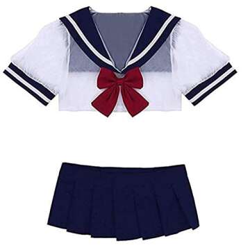 YINUO1 4pcs/set Schoolgirl Costume Sexy Lingerie Set Cosplay Student Butterfly Uniform Costumes Outfit with Stockings