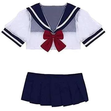 YINUO1 4pcs/set Schoolgirl Costume Sexy Lingerie Set Cosplay Student Butterfly Uniform Costumes Outfit with Stockings