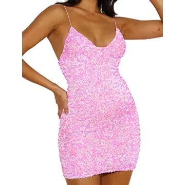 Just Quella Women's Pink Sequin Mini Dress for Every Occasion