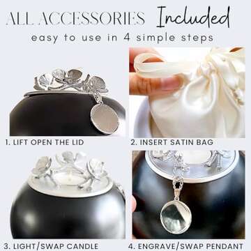 Pet Urns for Dogs, Handmade Dog Memorial Gifts for Loss of Dog, Cat Urns for Ashes, Pet Memorial Gifts Memory Box, Pet Urns for Dogs Pet Urns for Cats Keepsake Box - GNight Fetcher - Onyx Silver