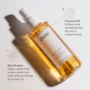 OUAI Travel-Size Hair Care Bundle - Leave-In Conditioner + Wave Spray - Hair Styling Products for Frizz Control, Volume, Texture, and Added Hair Shine (2 Count, 1.5 Oz/ 1.7 Oz)