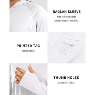 Boladeci SPF Shirts for Men Fishing Hoodie UPF 50 Long Sleeve Swim Shirt Sun Protection with Hood UV Summer Water Rash Guard Tops White L