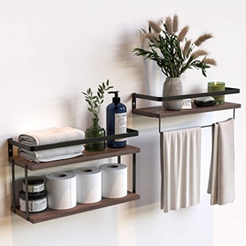 RICHER HOUSE 2+1 Tier Rustic Floating Shelf Set - Stylish & Practical Storage