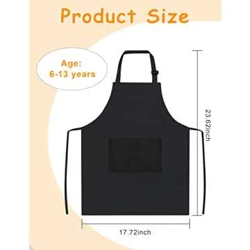IAGBIBUI 12 Pack Kids Aprons Bulk with 2 Pockets Adjustable Chef Art Apron Kids Painting Aprons for Cooking Baking Crafting Grilling for Boys Girls Age 6-13 Years(Black)