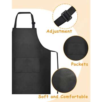 IAGBIBUI 12 Pack Kids Aprons Bulk with 2 Pockets Adjustable Chef Art Apron Kids Painting Aprons for Cooking Baking Crafting Grilling for Boys Girls Age 6-13 Years(Black)