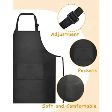 IAGBIBUI 12 Pack Kids Aprons Bulk with 2 Pockets Adjustable Chef Art Apron Kids Painting Aprons for Cooking Baking Crafting Grilling for Boys Girls Age 6-13 Years(Black)