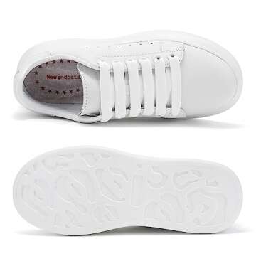 NewEndostar Women's Fashion Sneakers,Vibration Height Increase Shoes Lightweight Comfortable Casual Skateboarding Walking Shoes FullWhite 8