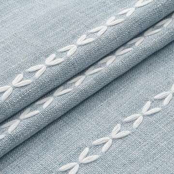 MitoVilla Boho Long Shower Curtain 72 x 78, Blue Farmhouse 78 inch Long Cotton Linen Fabric Shower Curtains with Tassel for Chic Cottagecore French Rustic Bathroom Decor