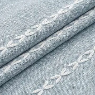 MitoVilla Boho Long Shower Curtain 72 x 78, Blue Farmhouse 78 inch Long Cotton Linen Fabric Shower Curtains with Tassel for Chic Cottagecore French Rustic Bathroom Decor