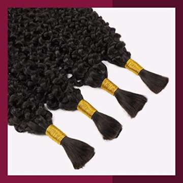 Starlet Virgin Human Hair Water Bulk Extensions for Micro Braiding, 20 Inch, 200g, 4 Bundles, Natural Color