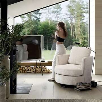 Swivel Accent Chairs Set of 2 Living Room, 31.9" W Modern Comfy Round Arm Chairs Upholstered Barrel ...