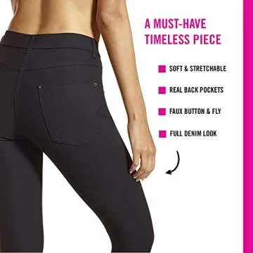 HUE Women's Essential Denim Leggings, Black, Medium