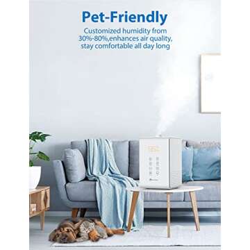 Elechomes Humidifier for Large Room Bedroom Plants, SH8820 Warm and Cool Mist Humidifiers, 5.5L Top Fill Vaporizer with Remote Control, Ultra Quiet, LED Display, Humidity Sensor, Auto Shut-off, White