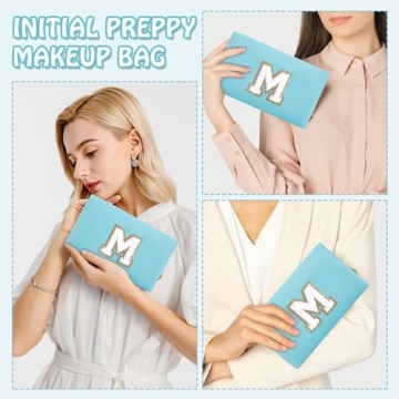 Chic Small Travel Initial Preppy Makeup Bag for Women