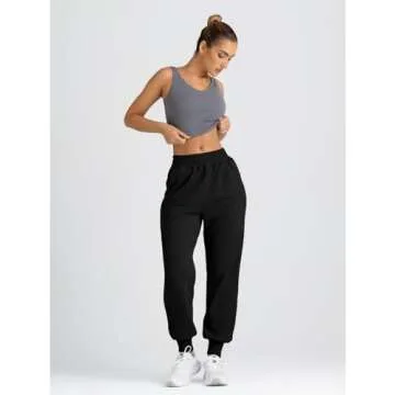 Yovela Sweatpants Women Baggy High Waisted Sweat Pants Fall Clothes Casual Joggers Y2k Aesthetic 2024 2025 Winter Spring Fashion Trendy Warm Outfits Cute Comfy Tall Trousers with Pockets Black XL