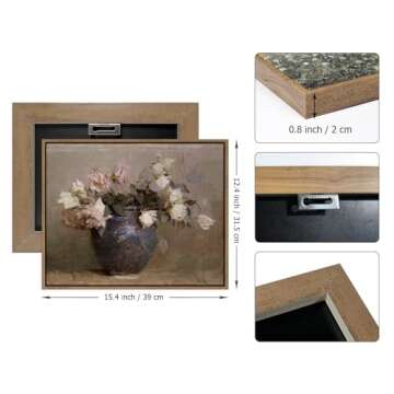 Pinetree Art Framed Canvas Wall Art for Living Room Decor, Vintage Meadow with Flowers Painting Wall...