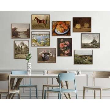 Pinetree Art Framed Canvas Wall Art for Living Room Decor, Vintage Meadow with Flowers Painting Wall Art Prints Bedroom Home Bathroom Decor (12" x 16", Roses in Vase)