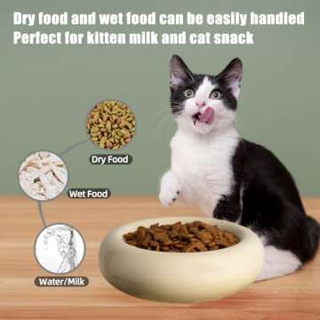 KTLECL 6.1 Inch Cat Bowls, 7 oz Ceramic Cat Food Bowl, Whisker Fatigue Relief Cat Bowl, Anti-Vomiting, Protect Spine, Perfect for Indoor Cats(2pc Yellow)