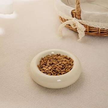 KTLECL 6.1 Inch Cat Bowls, 7 oz Ceramic Cat Food Bowl, Whisker Fatigue Relief Cat Bowl, Anti-Vomiting, Protect Spine, Perfect for Indoor Cats(2pc Yellow)