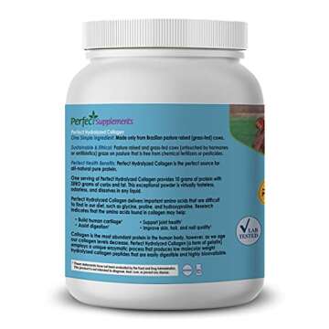 Perfect Supplements – Unflavored Hydrolyzed Collagen Powder for Men and Women - Collagen Peptides - Mix in Hot Cold Liquids, Grass Fed, Easy Absorption, 660 Grams