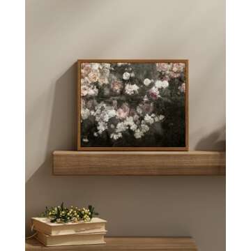 InSimSea Framed Canvas Wall Art Vintage Decor, Home Decor Garden in May Flower Art Aesthetic, Classi...