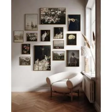 InSimSea Framed Canvas Wall Art Vintage Decor, Home Decor Garden in May Flower Art Aesthetic, Classic Rustic Flowers Wall Decoration for Bedroom Living Room Bathroom Gallery, 9"x11"