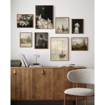 InSimSea Framed Canvas Wall Art Vintage Decor, Home Decor Garden in May Flower Art Aesthetic, Classic Rustic Flowers Wall Decoration for Bedroom Living Room Bathroom Gallery, 9"x11"