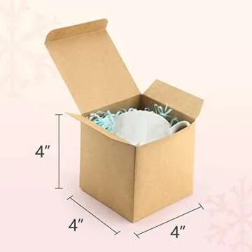ValBox 4x4x4 Brown Gift Boxes - 50PCS Kraft Paper Boxes with Lids for Gifts, Crafting, Cube, Cupcake...