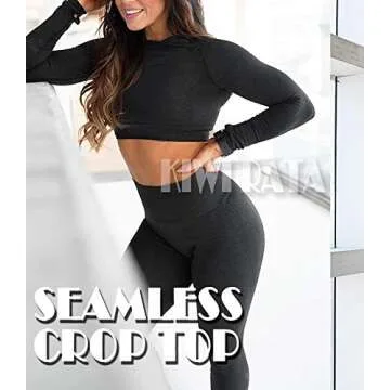 KIWI RATA Long Sleeve Workout Crop Top Women Gym