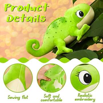 Zhanmai Chameleon Stuffed Animal Cute Chameleon Plush Doll Green Chameleon Toy Soft Stuffed Chameleo...