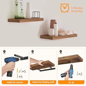 HOOBRO Floating Shelves - Stylish Set of 2 for Home Decor
