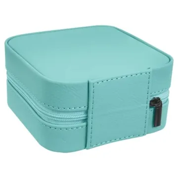 Personalized Birth Flower Jewelry Box in Teal for Travel