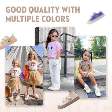 HAPPY NOCNOC Toddler Shoes for Boys & Girls, Canvas Dual Hook and Loops Sneakers with Candy-Colored Sole Khaki