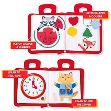 Kipod Montessori Quiet Book - Essential Toddler Travel Toy with Engaging Plane and Car Travel Activities - Cognitive Development Preschool Sensory Learning Baby Busy Book for Toddler Boys & Girls