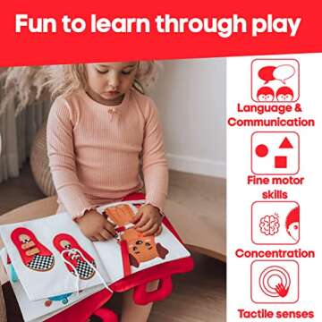 Kipod Montessori Quiet Book - Essential Toddler Travel Toy with Engaging Plane and Car Travel Activities - Cognitive Development Preschool Sensory Learning Baby Busy Book for Toddler Boys & Girls