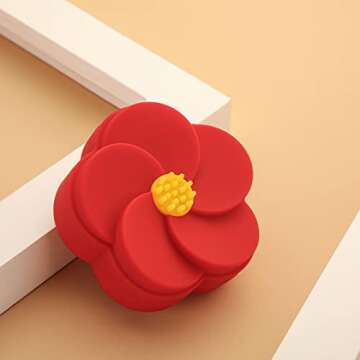 Caruncoo CARUNCOO Flower Shape Contact Lens Case,Compact Eye Contact Case for Travelling,Portable Contact Box with Mirror,Cute,Colorful,Especially (Pink)