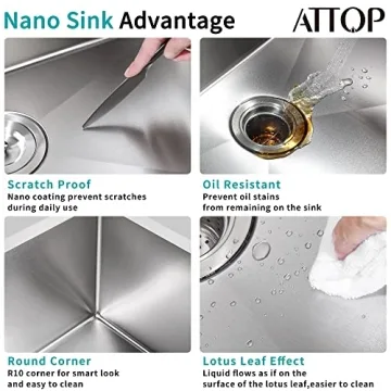 ATTOP 32" Double Bowls Undermount Kitchen Sink