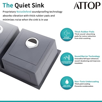 ATTOP 32" Double Bowls Undermount Kitchen Sink