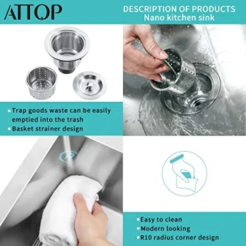 ATTOP 32" Double Bowls Undermount Kitchen Sink