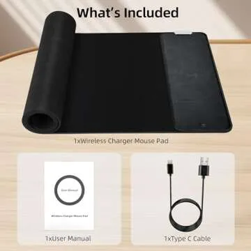 10W Wireless Charging Mouse Pad - Wireless Charging Desk Mat, 31.5" x 11.8" Extended Large Keyboard Pad, Vegan Leather, Waterproof Surface & Non-Slip Rubber Base for Office and Home, Black